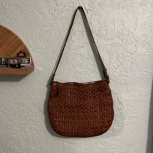 Leather woven purse
